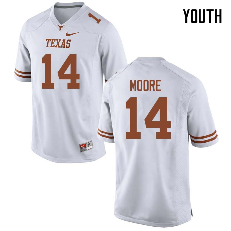 Youth #14 Joshua Moore Texas Longhorns College Football Jerseys Sale-White